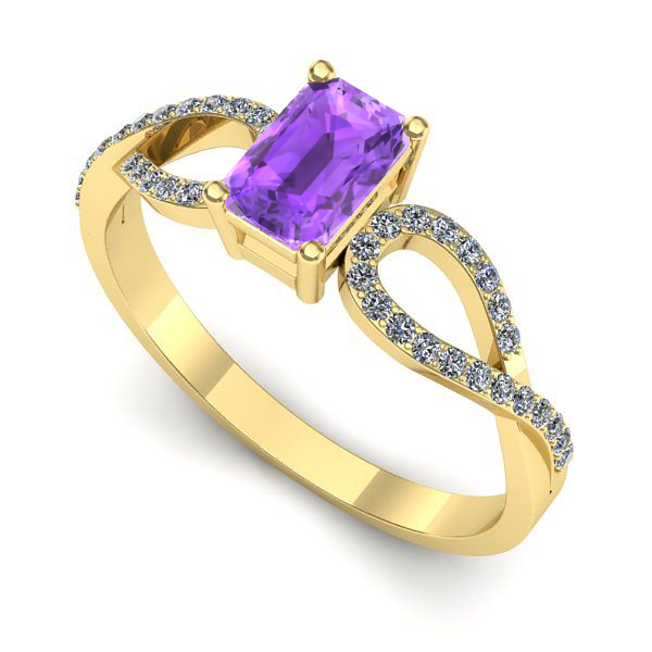 Inel de logodna din aur galben cu ametist