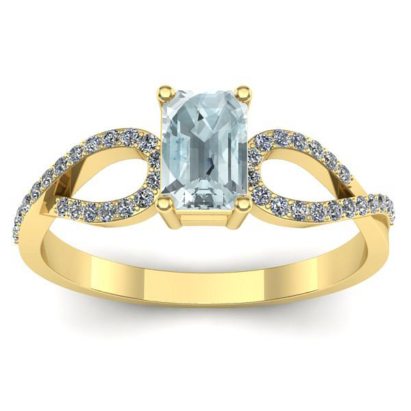 Inel de logodna cu aquamarin dreptunghiular