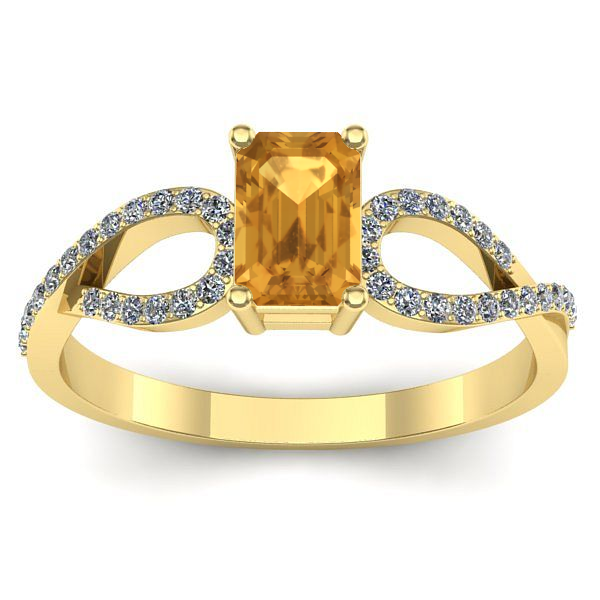 Inel logodna cu citrin dreptunghiular