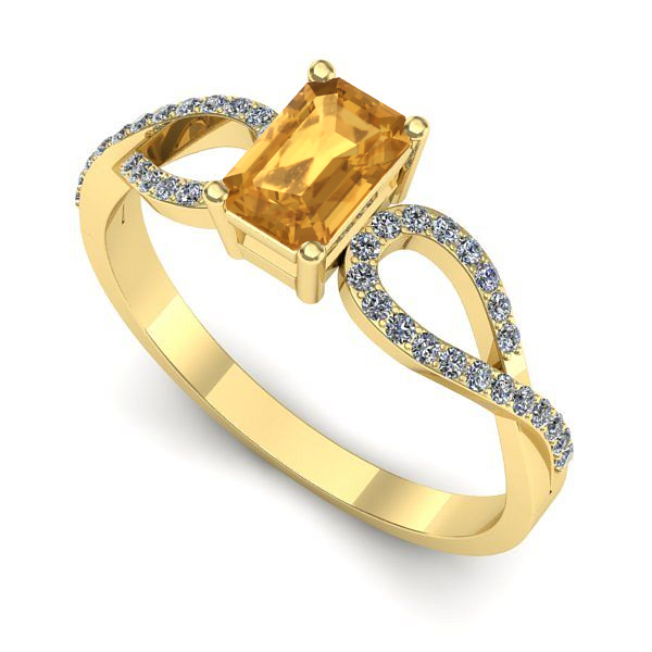 Inel logodna din aur galben cu citrin