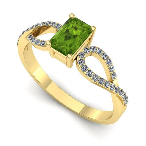 Inel logodna din aur galben cu peridot