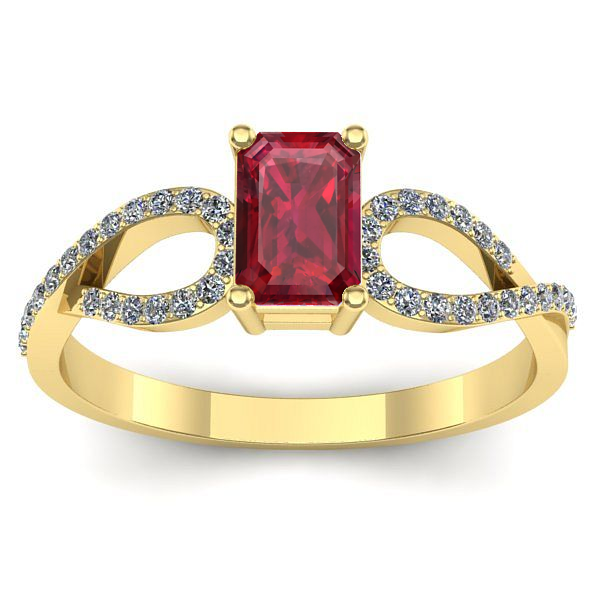 Inel logodna cu rubin dreptunghiular
