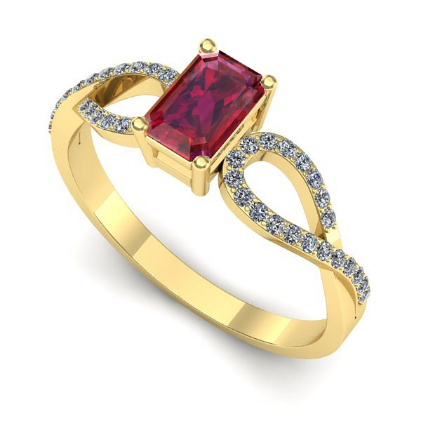 Inel de logodna din aur galben cu rubin
