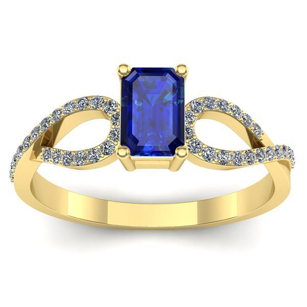 Inel logodna cu safir dreptunghiular