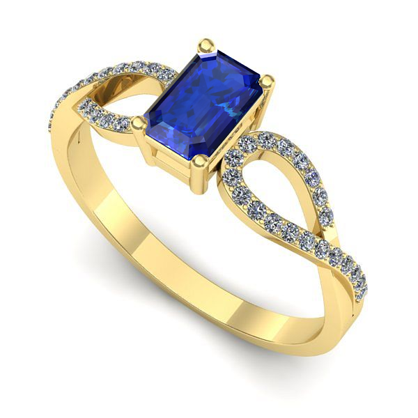 Inel de logodna din aur galben cu safir