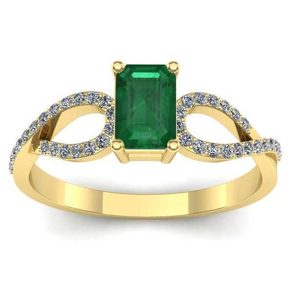 Inel de logodna cu smarald dreptunghiular