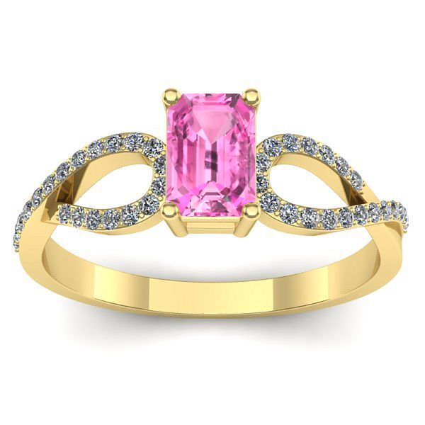 Inel cu safir roz dreptunghiular