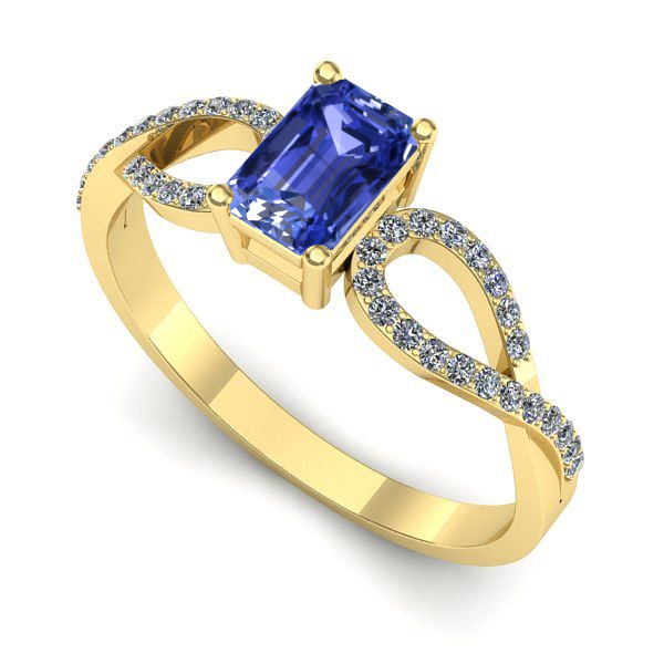 Inel logodna din aur galben cu tanzanit