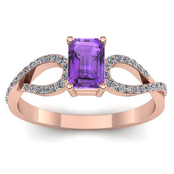 Inel cu ametist dreptunghiular