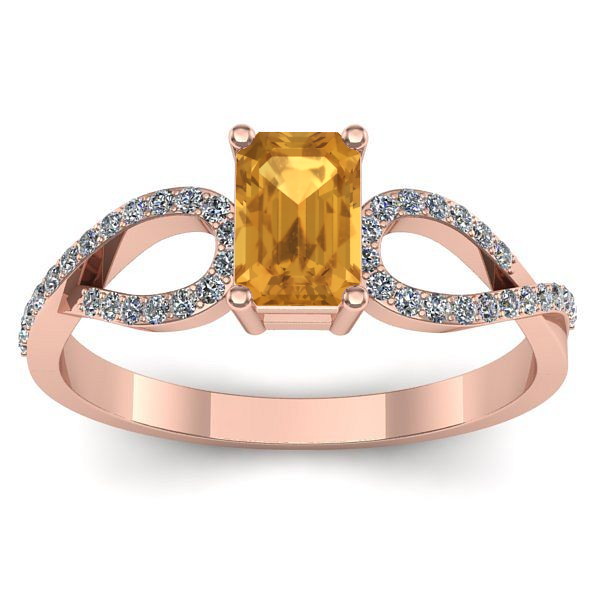 Inel cu citrin dreptunghiular