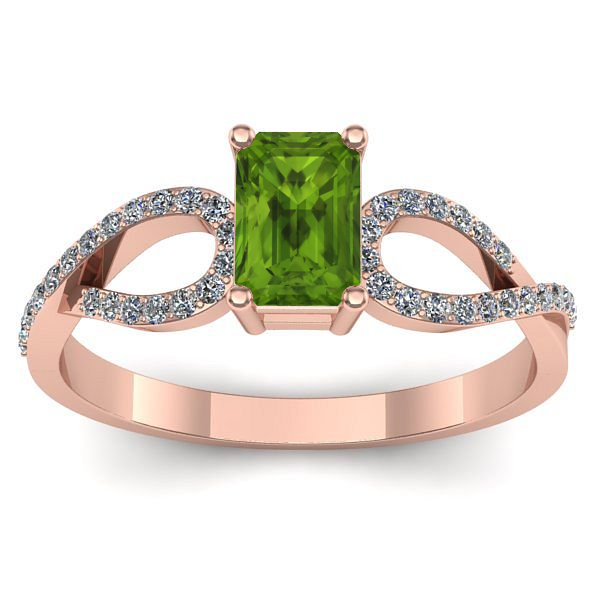 Inel cu peridot dreptunghiular