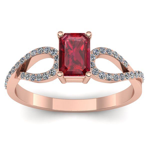 Inel de logodna cu rubin dreptunghiular