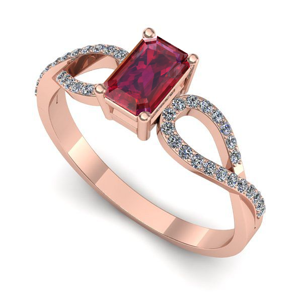 Inel din aur roz cu rubin