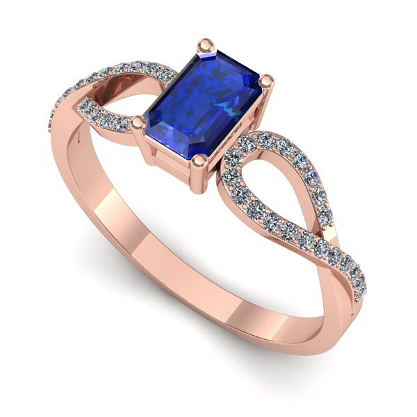 Inel din aur roz cu safir