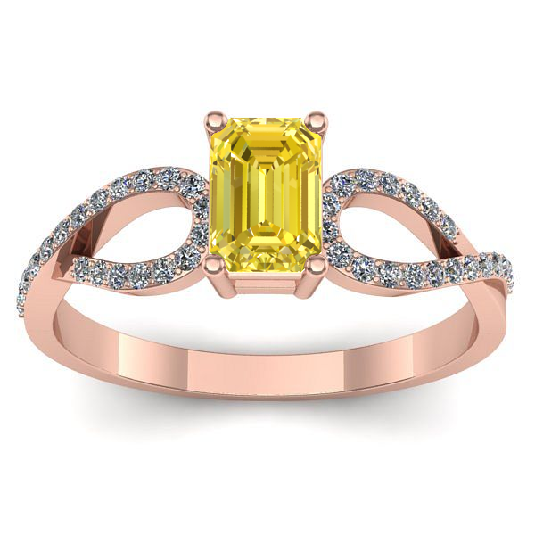 Inel logodna cu safir galben dreptunghiular