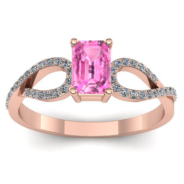 Inel cu safir roz dreptunghiular