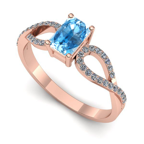 Inel din aur roz cu topaz blue