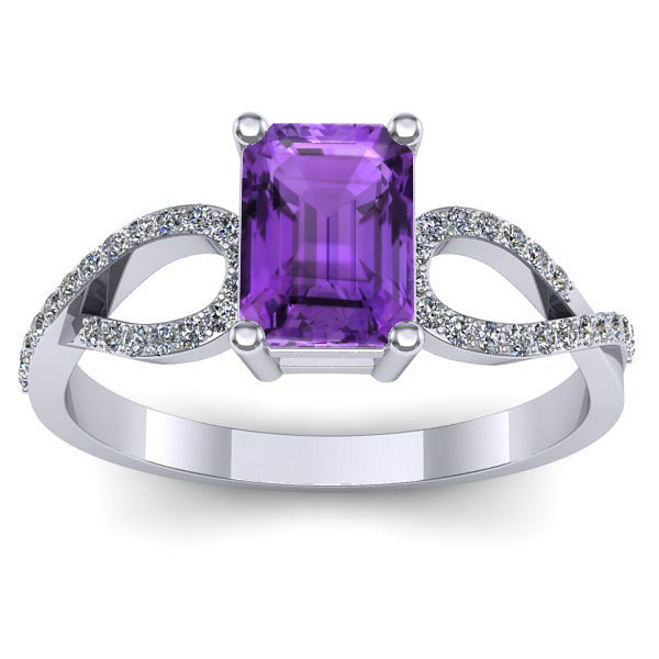 Inel cu ametist dreptunghiular