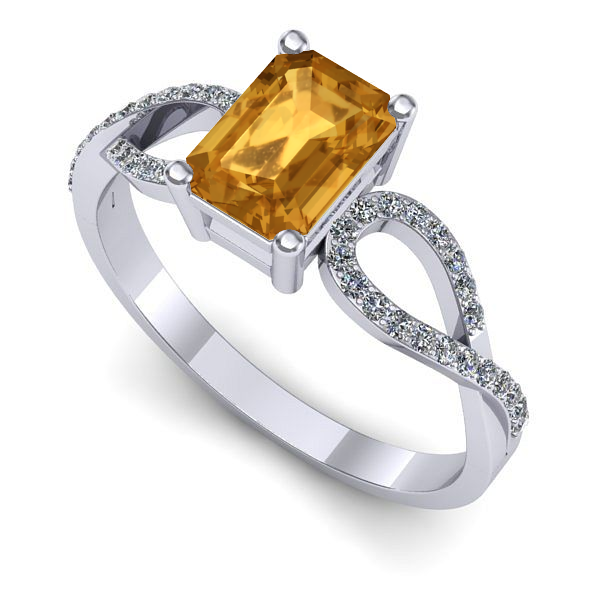 Inel din aur alb cu citrin