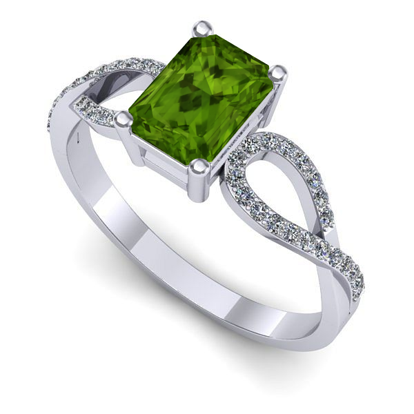 Inel de logodna din aur alb cu peridot