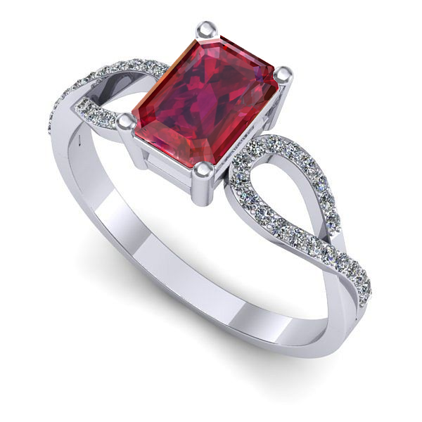 Inel logodna din aur alb cu rubin