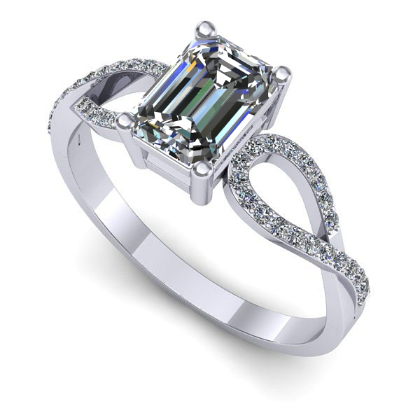 Inel de logodna din aur alb cu safir alb