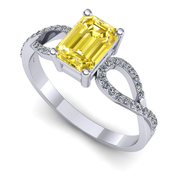 Inel logodna din aur alb cu safir galben