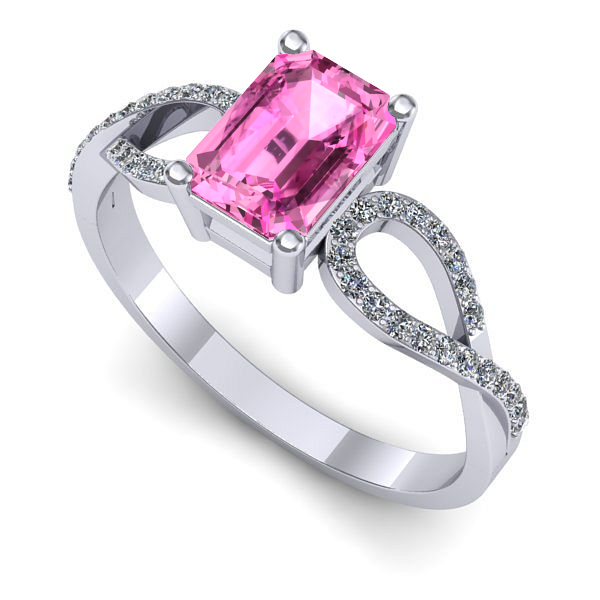 Inel din aur alb cu safir roz