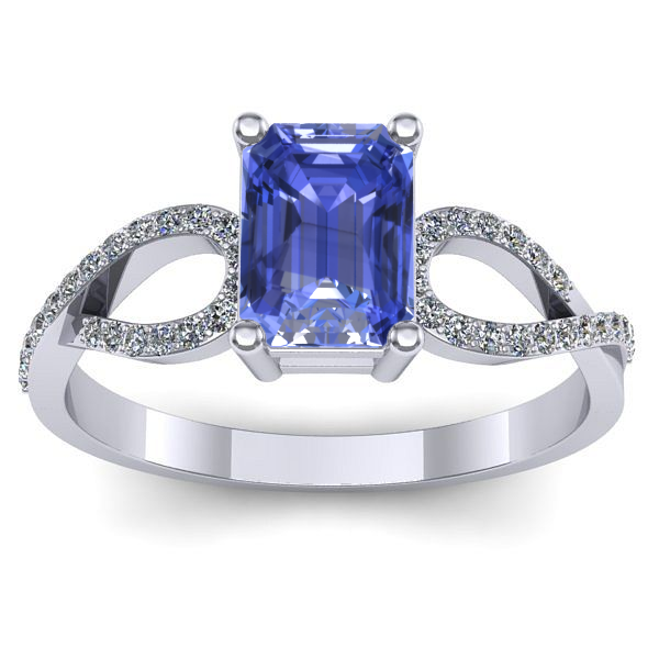 Inel logodna cu tanzanit dreptunghiular