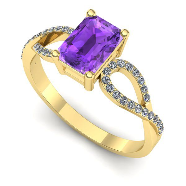 Inel din aur galben cu ametist