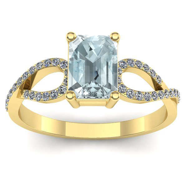 Inel cu aquamarin dreptunghiular