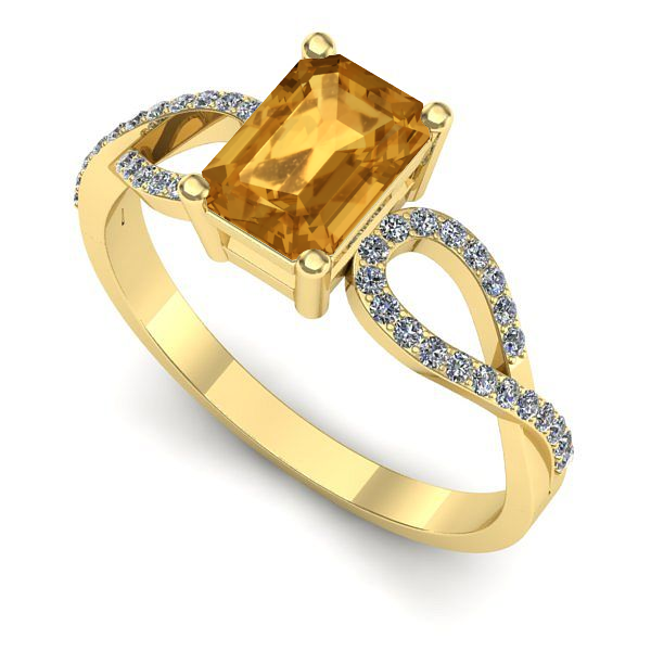 Inel din aur galben cu citrin