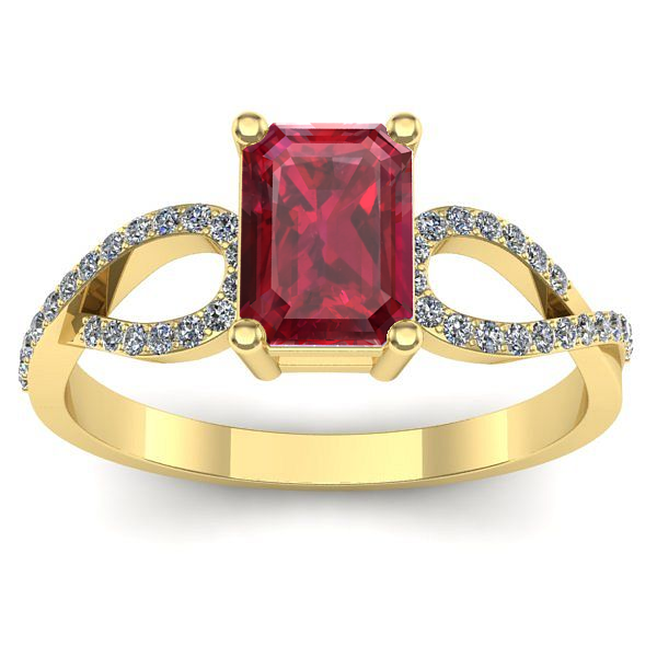 Inel de logodna cu rubin dreptunghiular