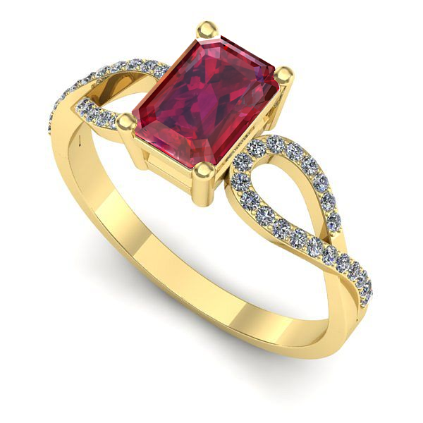 Inel din aur galben cu rubin