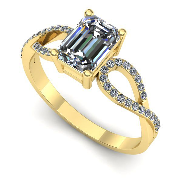 Inel de logodna din aur galben cu safir alb