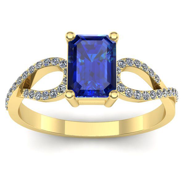 Inel logodna cu safir dreptunghiular