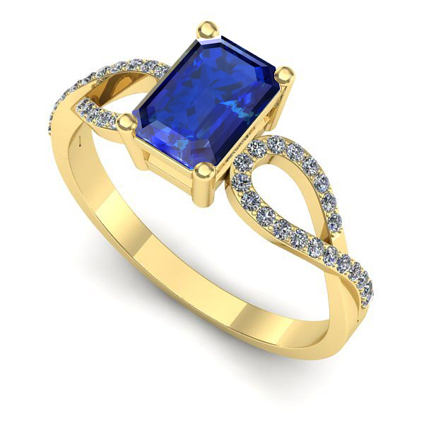 Inel din aur galben cu safir