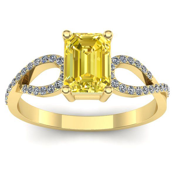 Inel logodna cu safir galben dreptunghiular