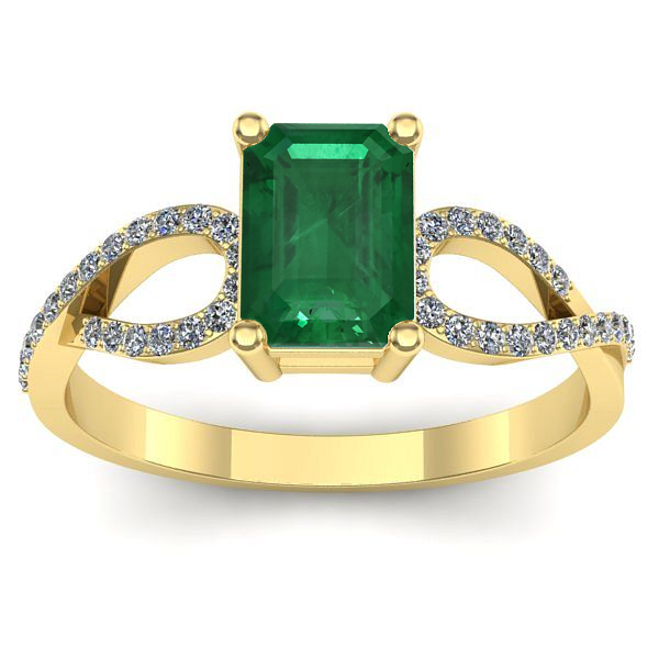 Inel cu smarald dreptunghiular