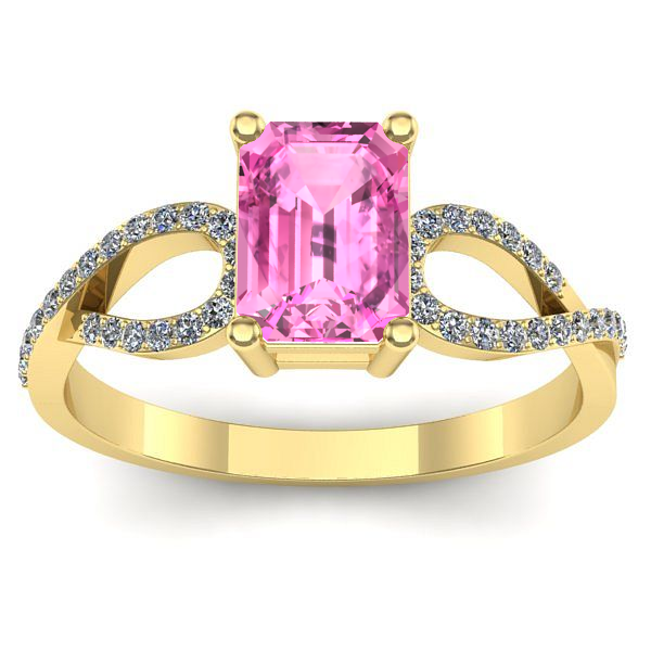 Inel cu safir roz dreptunghiular