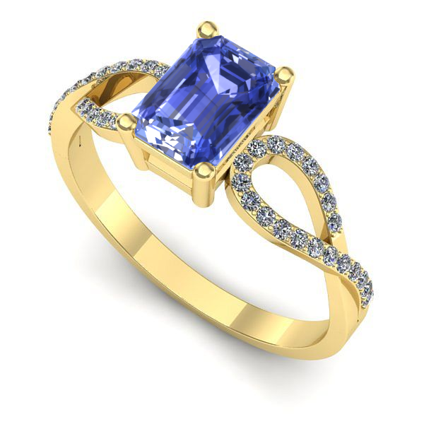 Inel logodna din aur galben cu tanzanit