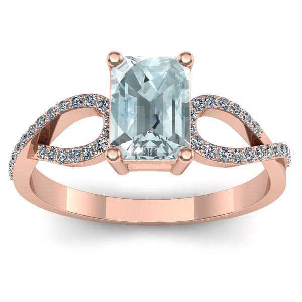 Inel cu aquamarin dreptunghiular