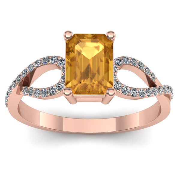 Inel cu citrin dreptunghiular