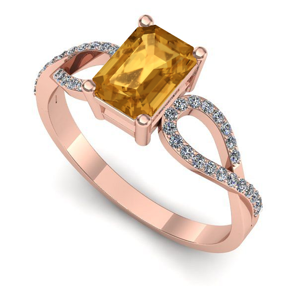 Inel logodna din aur roz cu citrin