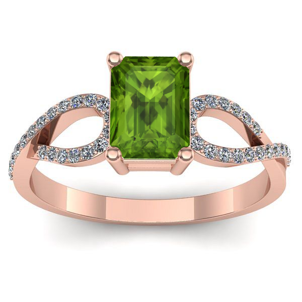 Inel logodna cu peridot dreptunghiular