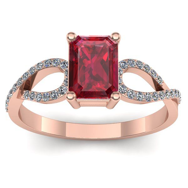 Inel de logodna cu rubin dreptunghiular