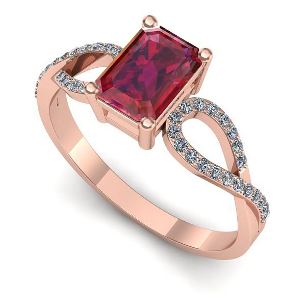 Inel de logodna din aur roz cu rubin