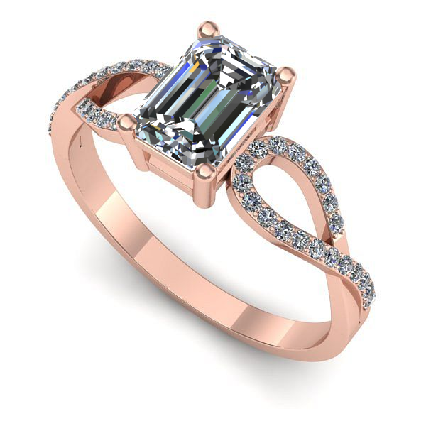 Inel din aur roz cu diamant de laborator