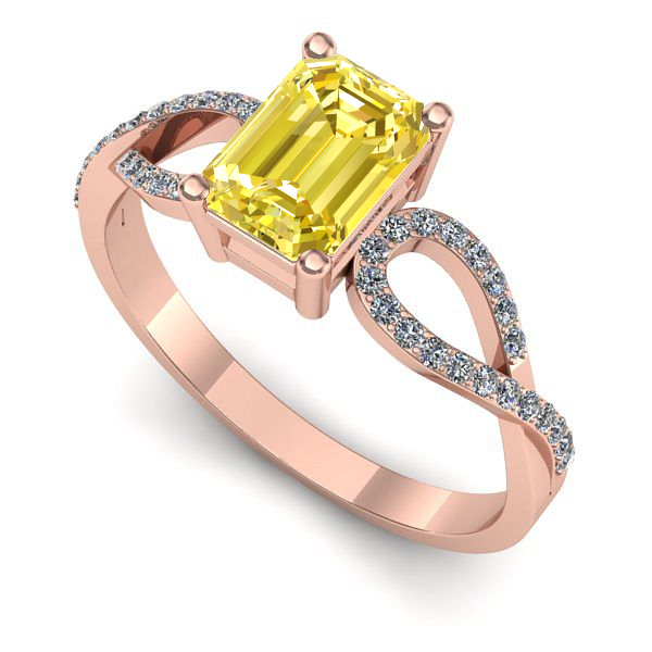 Inel din aur roz cu safir galben