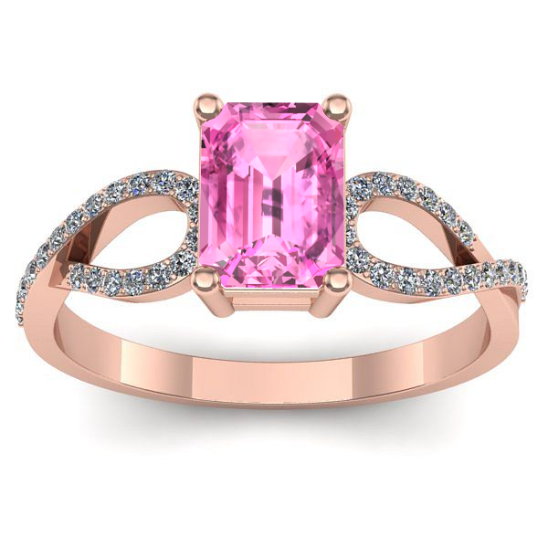 Inel de logodna cu safir roz dreptunghiular